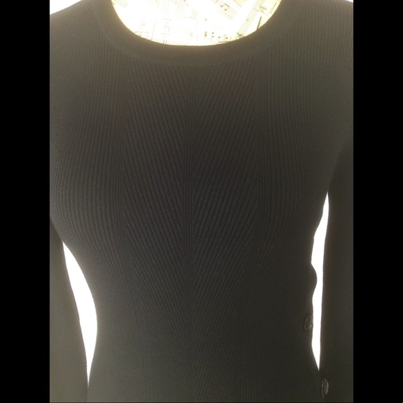 Elizabeth and James Elmira Button Up Side Slit Small Black Sweater Dress - Picture 7 of 13